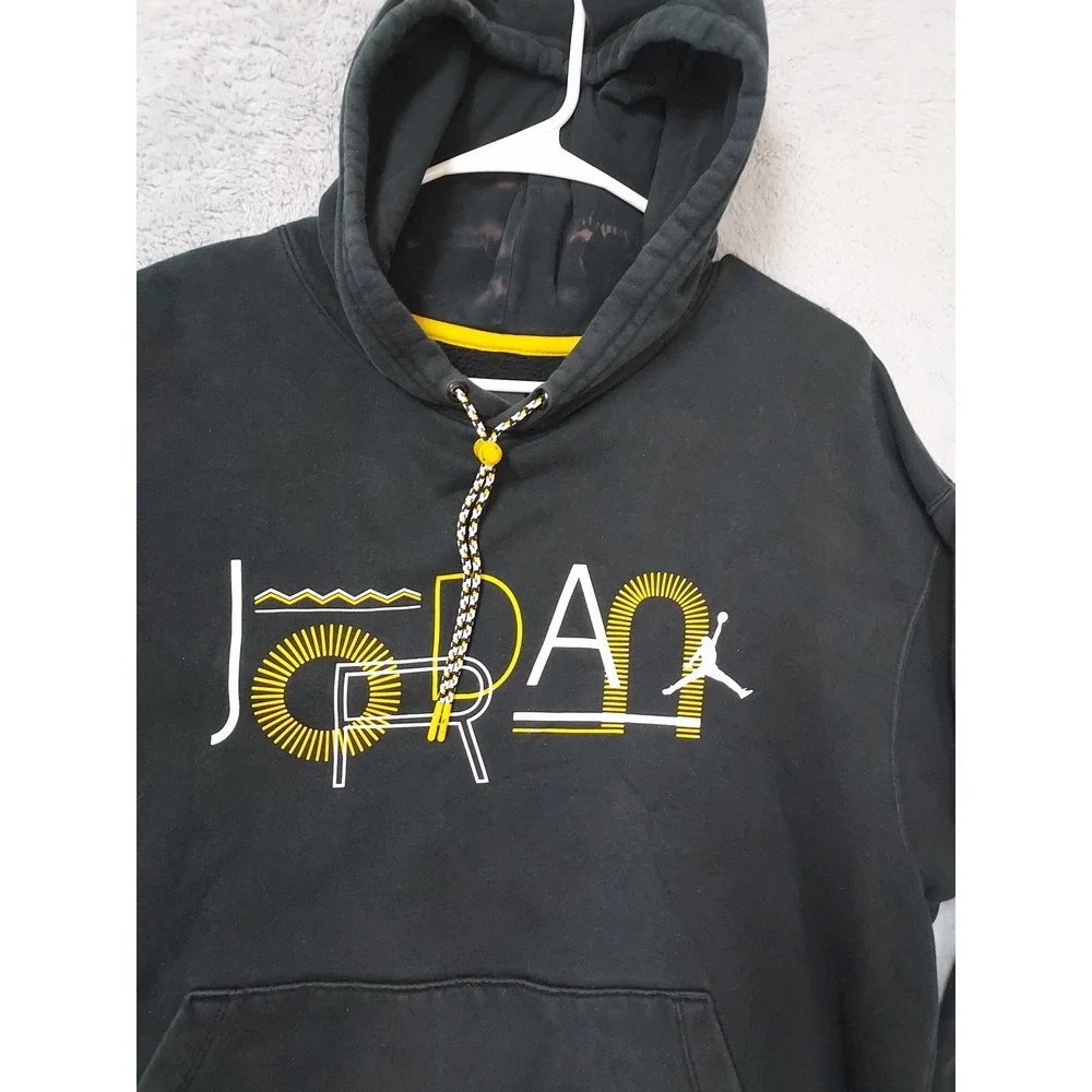 Jordan Pullover Mens Large Grunge Jumpman Hoodie Black Bleach Spots Nike Faded